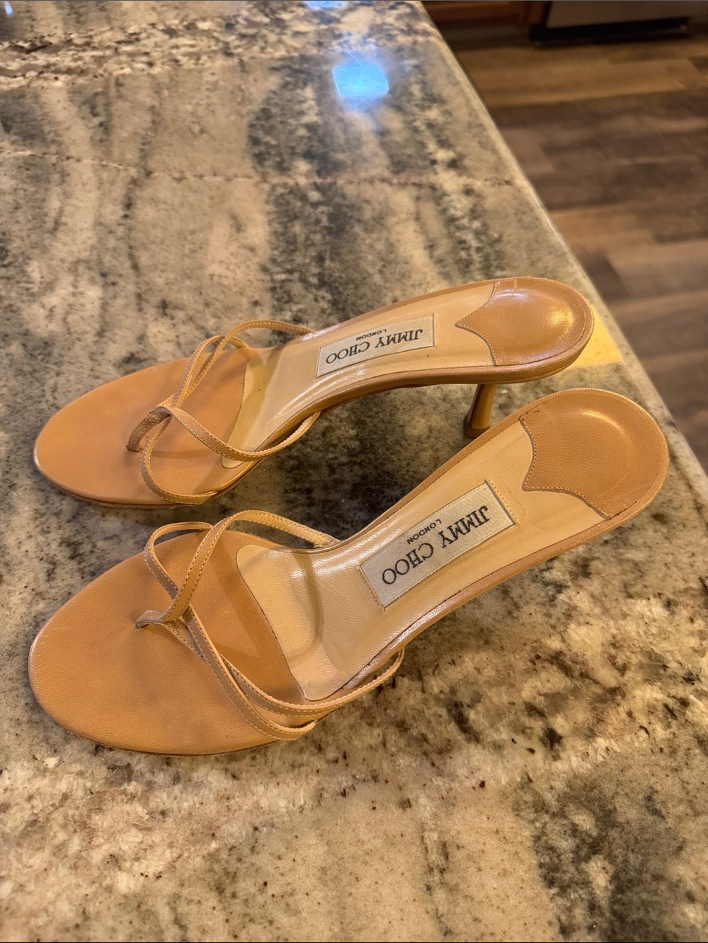 Jimmy Choo Tan Strappy Slide Heels